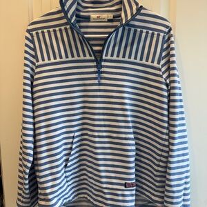Vineyard Vines Men's Blue and White Zip-Up Sweater